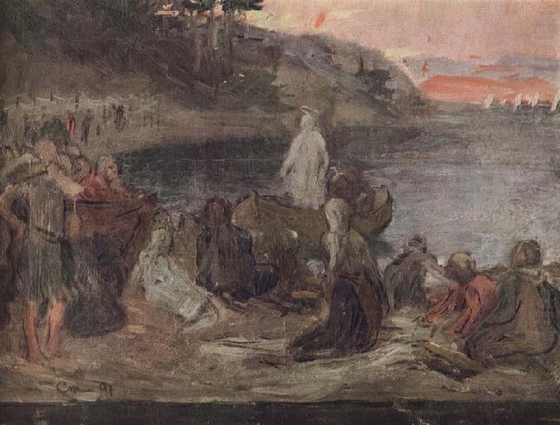 Gustaf Cederstrom kristus predikar for fiskarena china oil painting image